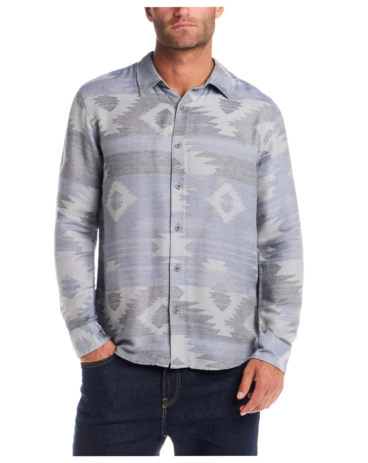Men's Long-Sleeve Southwest Jacquard Button Down Shirt