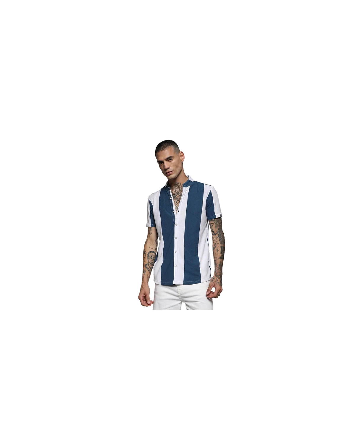 Men's Blue & White Candy Striped Shirt