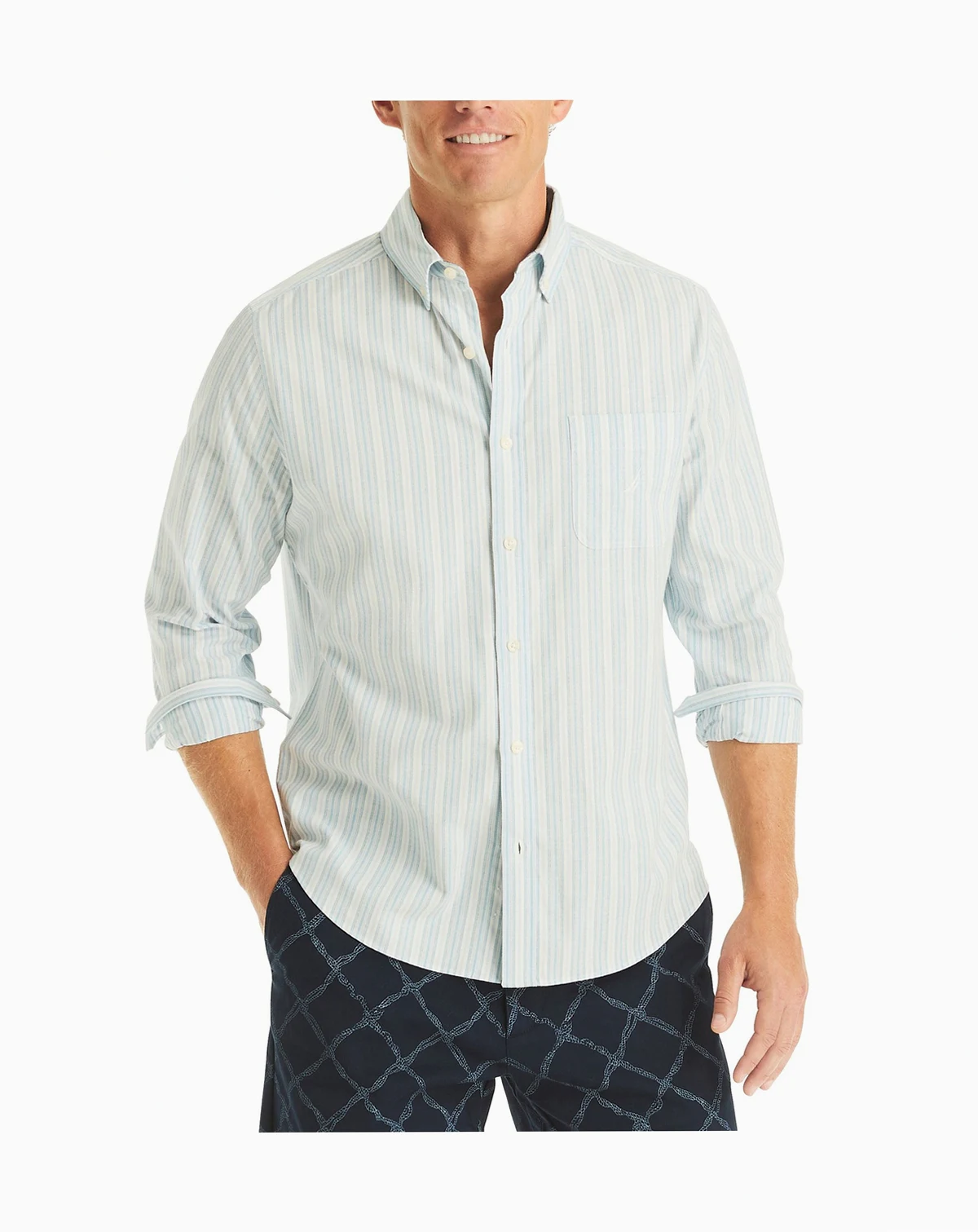 Men's Striped Long-Sleeve Oxford Shirt