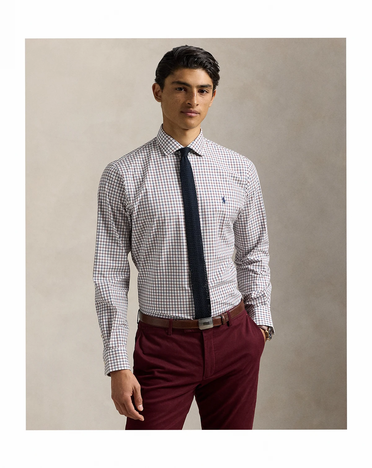 Men's Classic-Fit Plaid Stretch Poplin Shirt