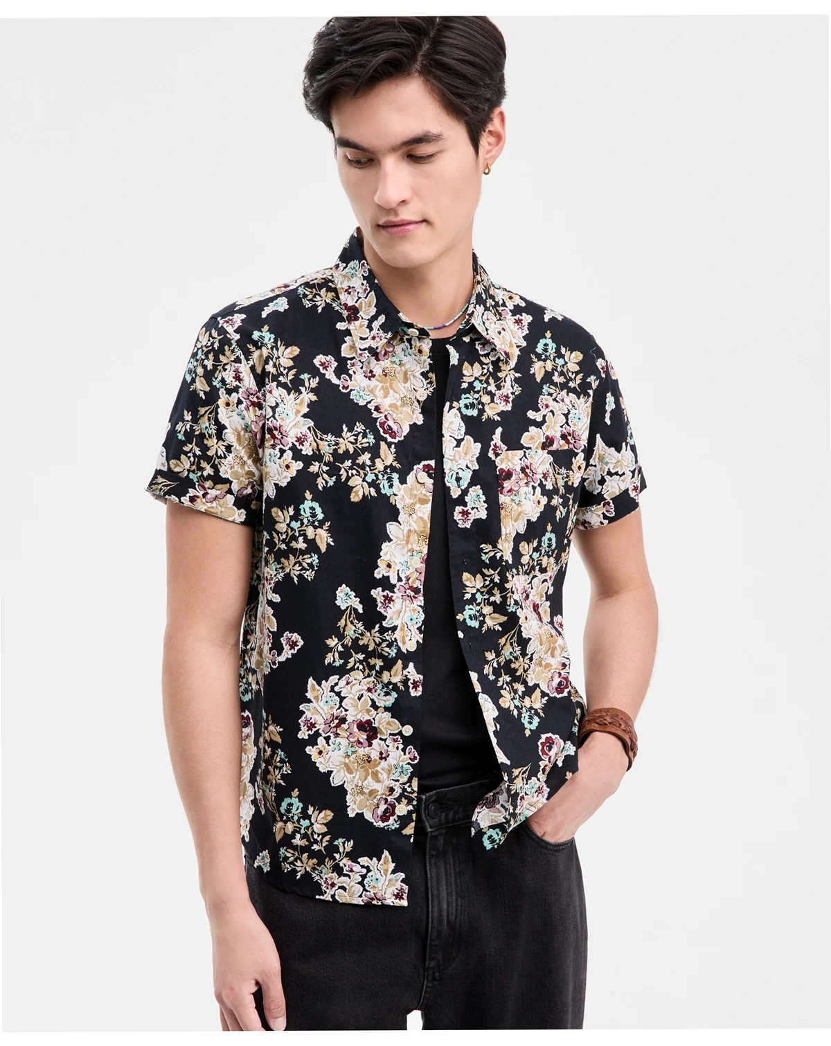Men's Wildflower Short-Sleeve Button-Up Shirt, Macy's Exclusive