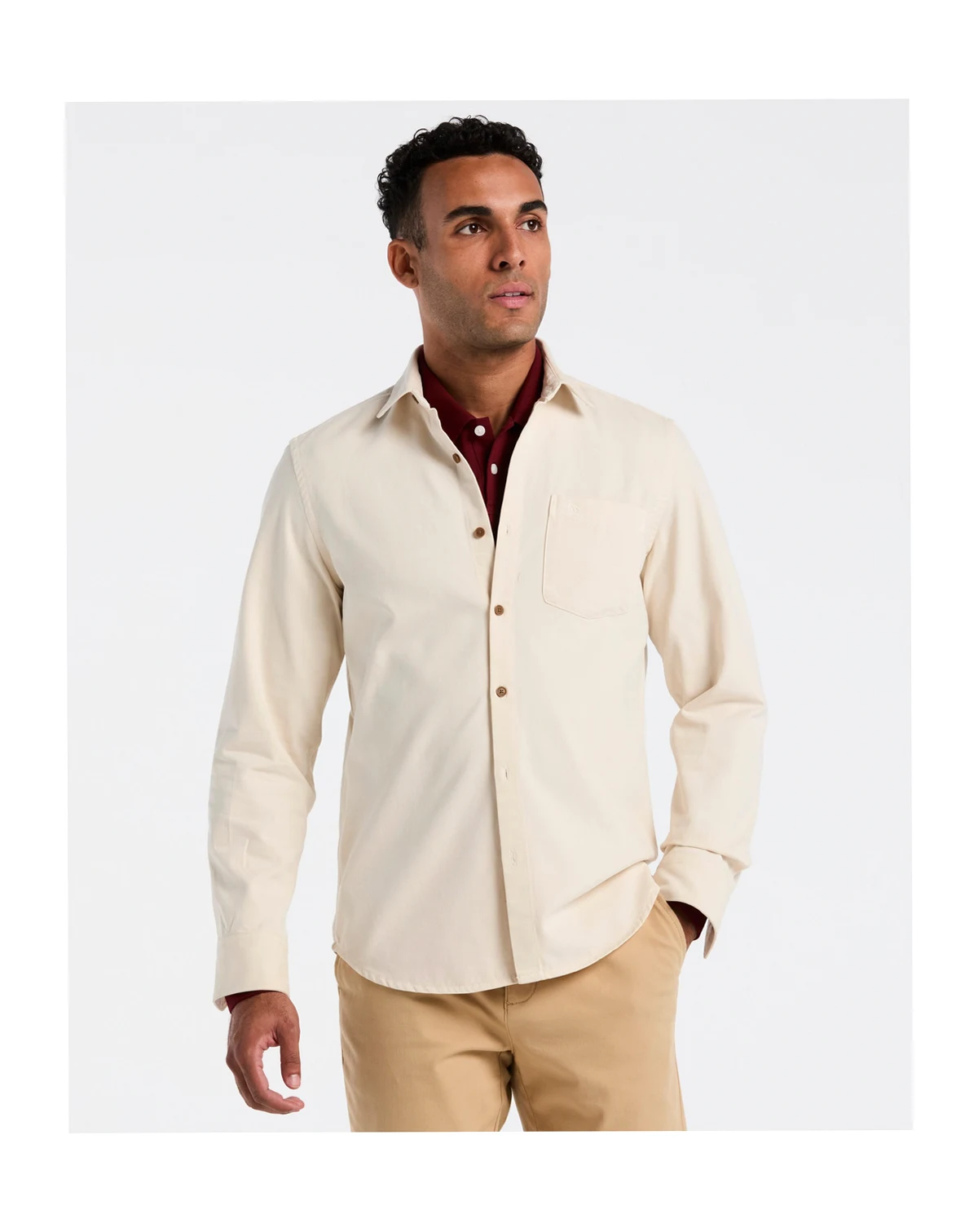 Men's Long Sleeve Garment Dyed Solid Shirt