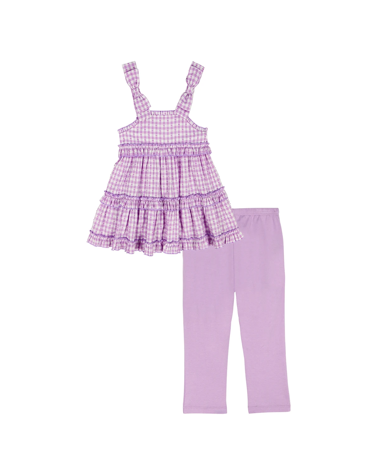 Girls' 2T-6X Plaid Ruffled Tunic and Capri Leggings, 2-Piece Set