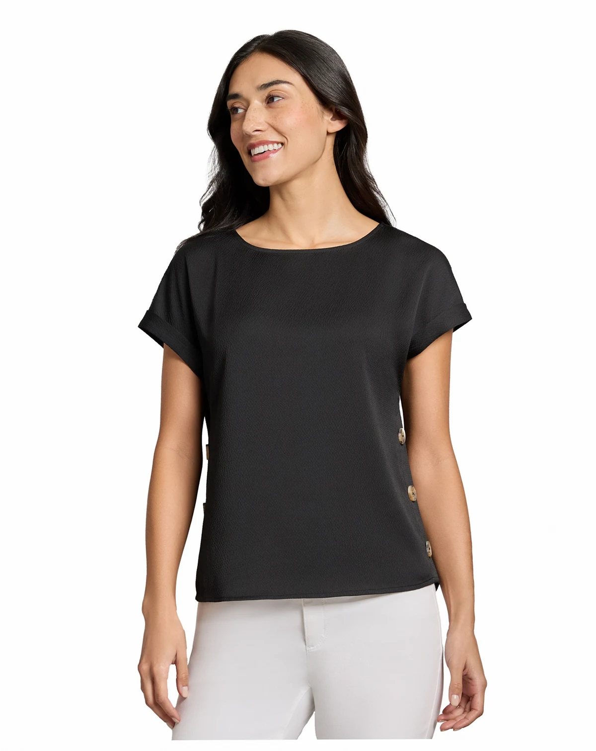 Women's Side-Button Short-Sleeve Top