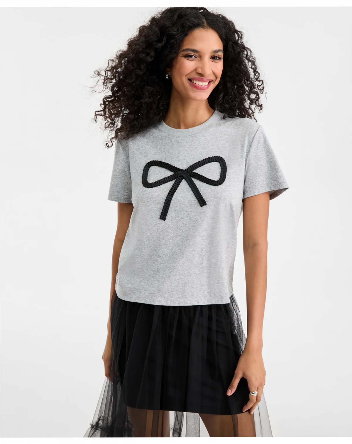 Women's Knit Heather Bow T-Shirt, Macy's Exclusive