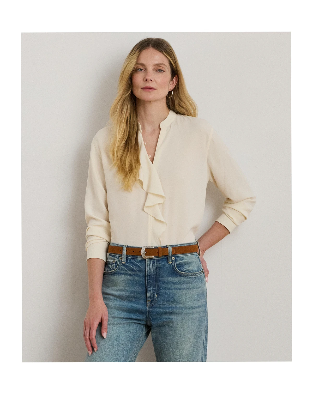 Women's Ruffle-Trimmed Georgette Tunic