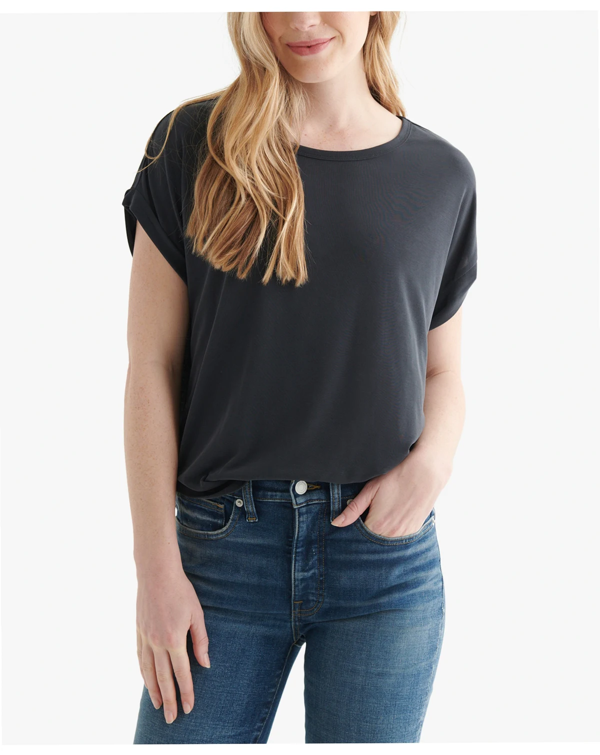 Women's Short Sleeve Sandwash Dolman T-Shirt