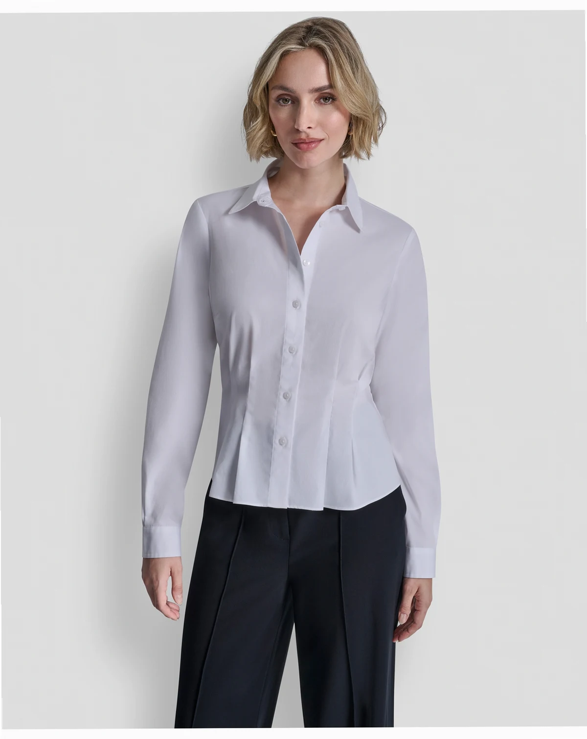 Women's Pleated Button-Up Blouse