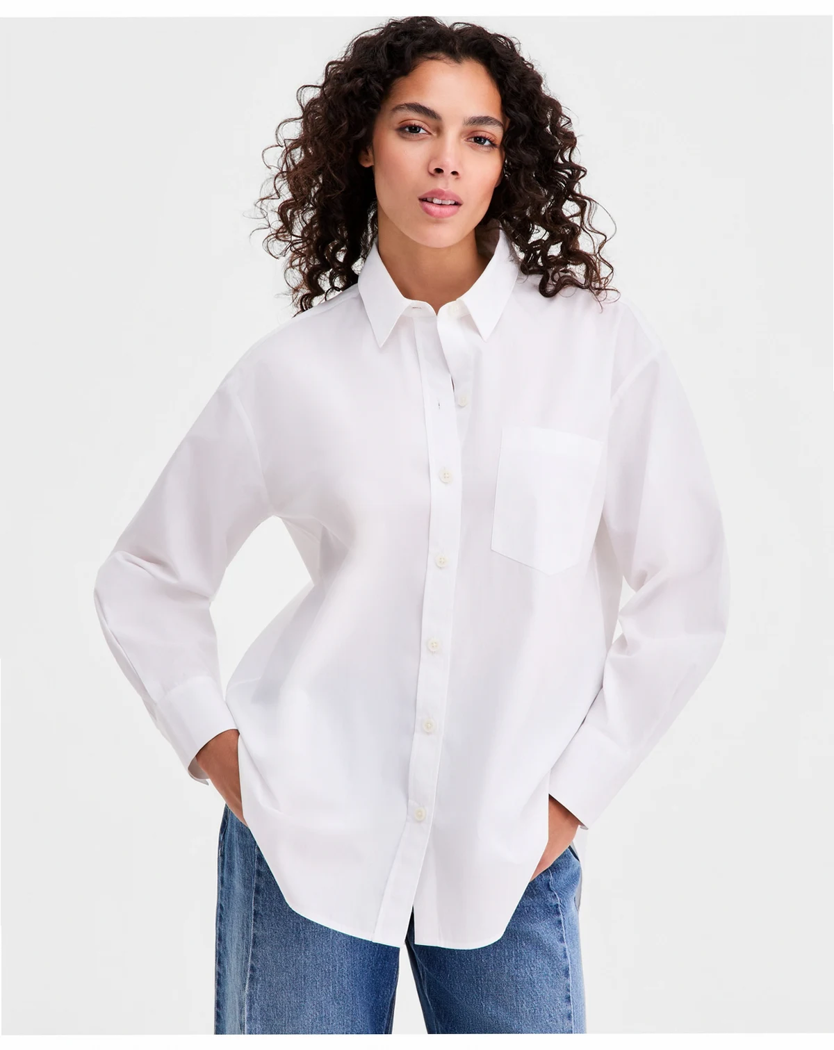 Women's Cotton Poplin Oversized Button Down Shirt , Macy's Exclusive