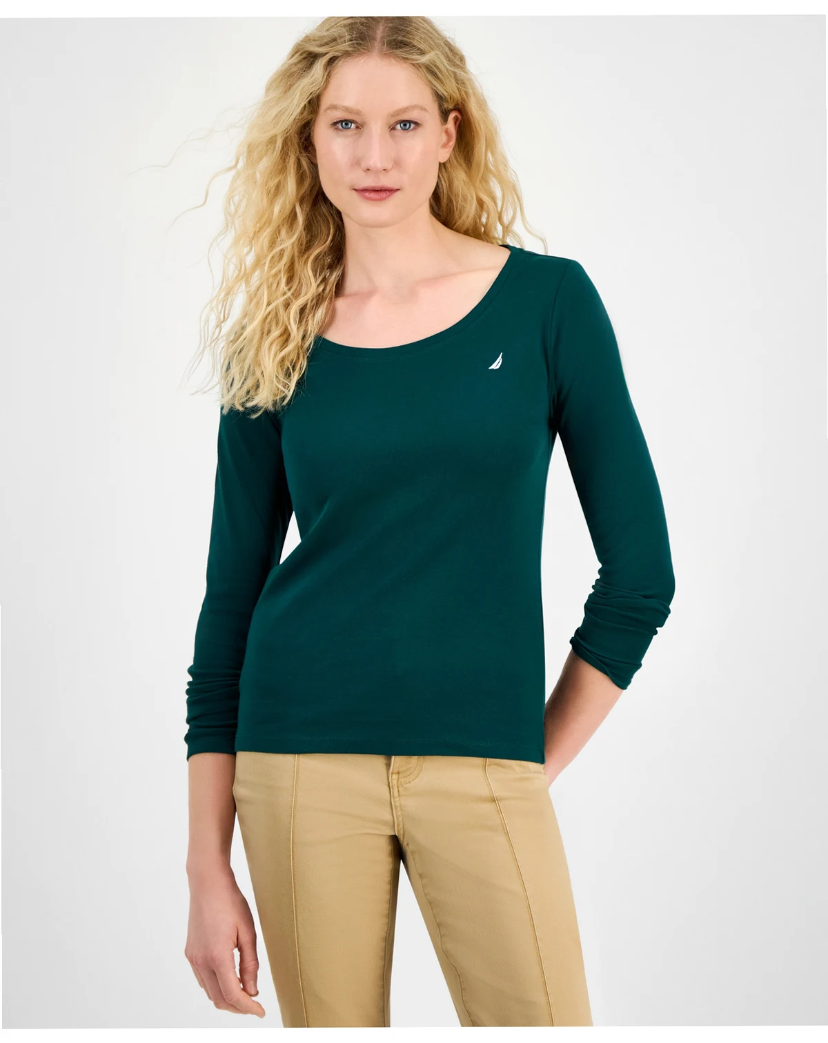 Jeans Women's Cotton Scoop-Neck Long-Sleeve T-shirt, Online Only