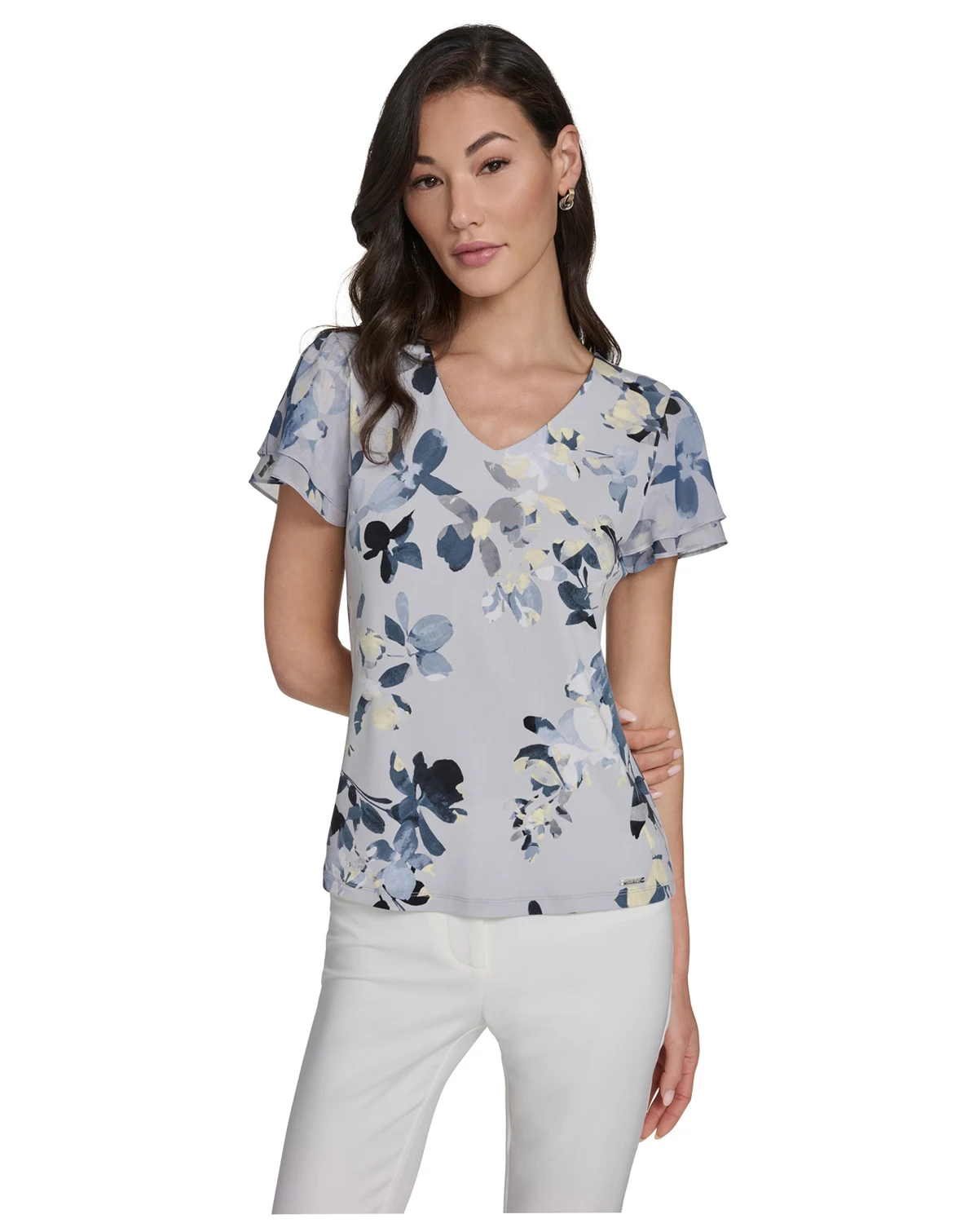 Women's Printed V-Neck Top