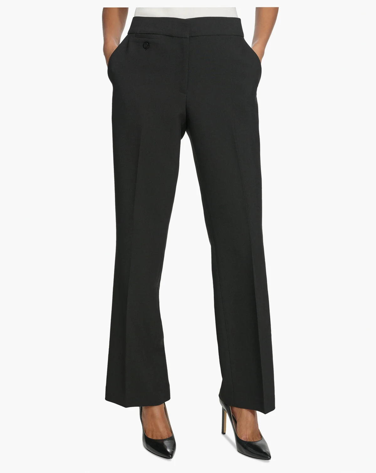 Karl Lagerfeld Women's Mid-Rise Crease-Front Bootcut Pants