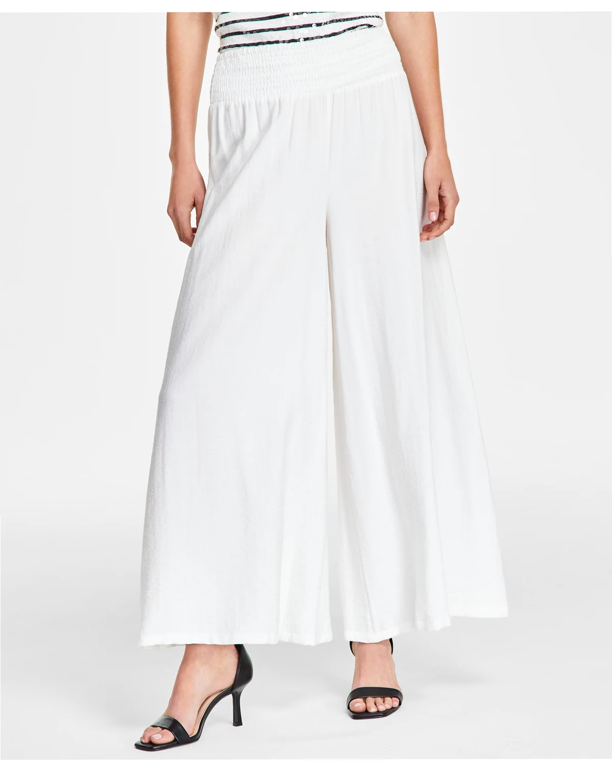 Women's Smocked-Waist Wide-Leg Pull-On Pants