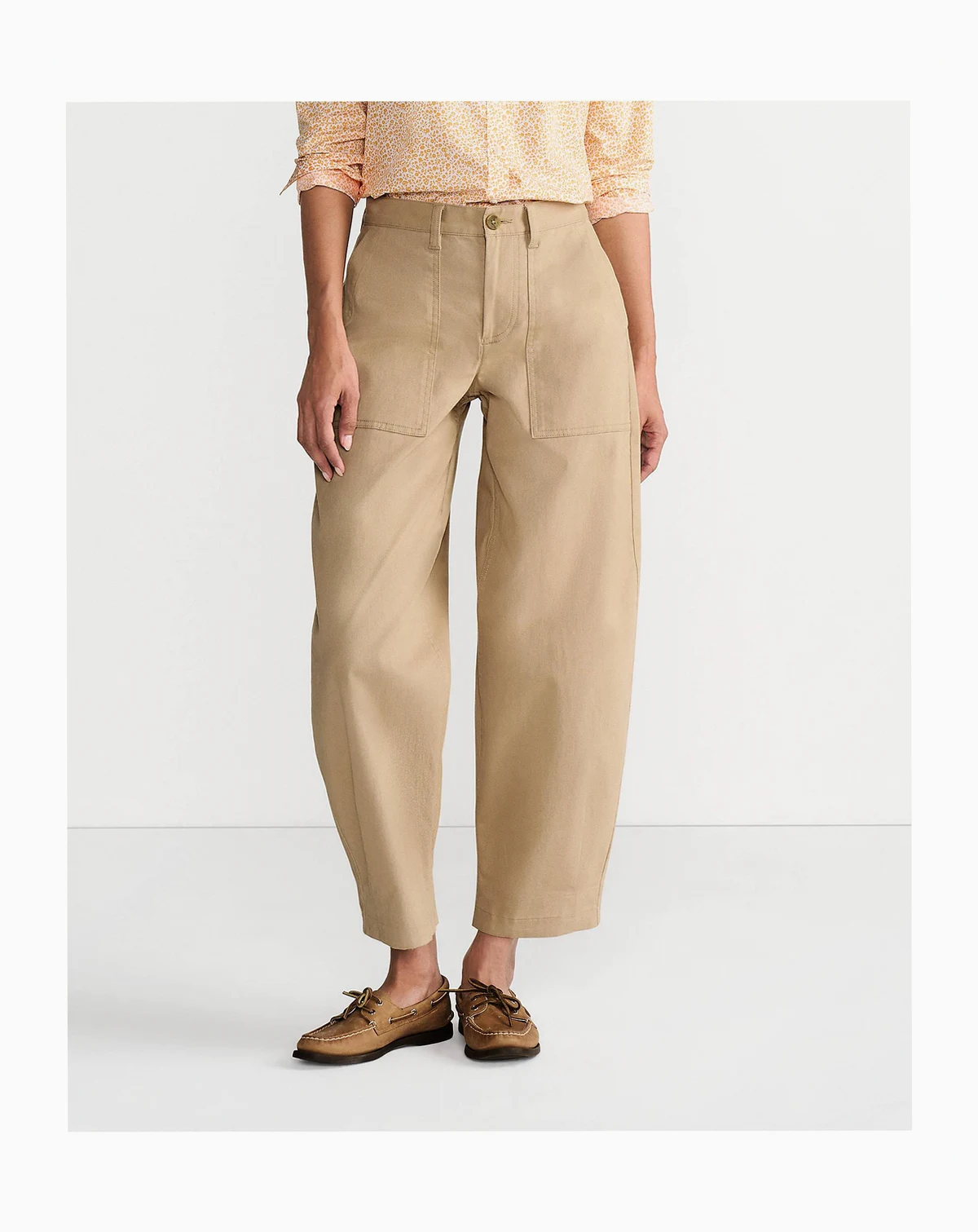 Women's Chino High Rise Barrel Leg Utility Ankle Pants