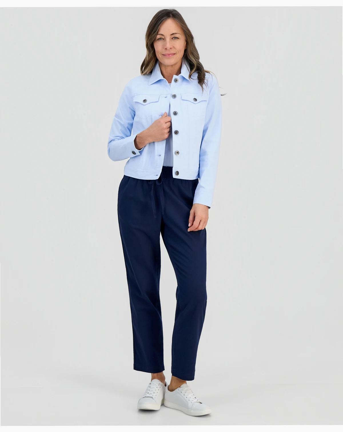 Petite Twill-Tape Tapered Pull-On Pants, Macy's Exclusive