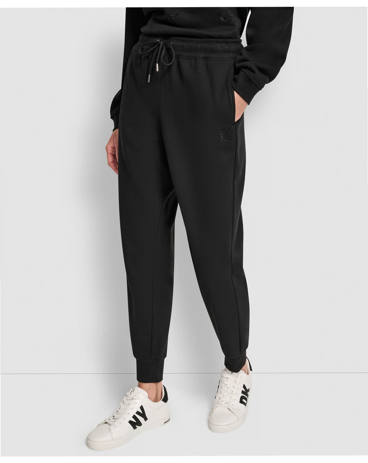 Women's Stacked Mini Rhinestone Logo Relaxed Cuff Jogger