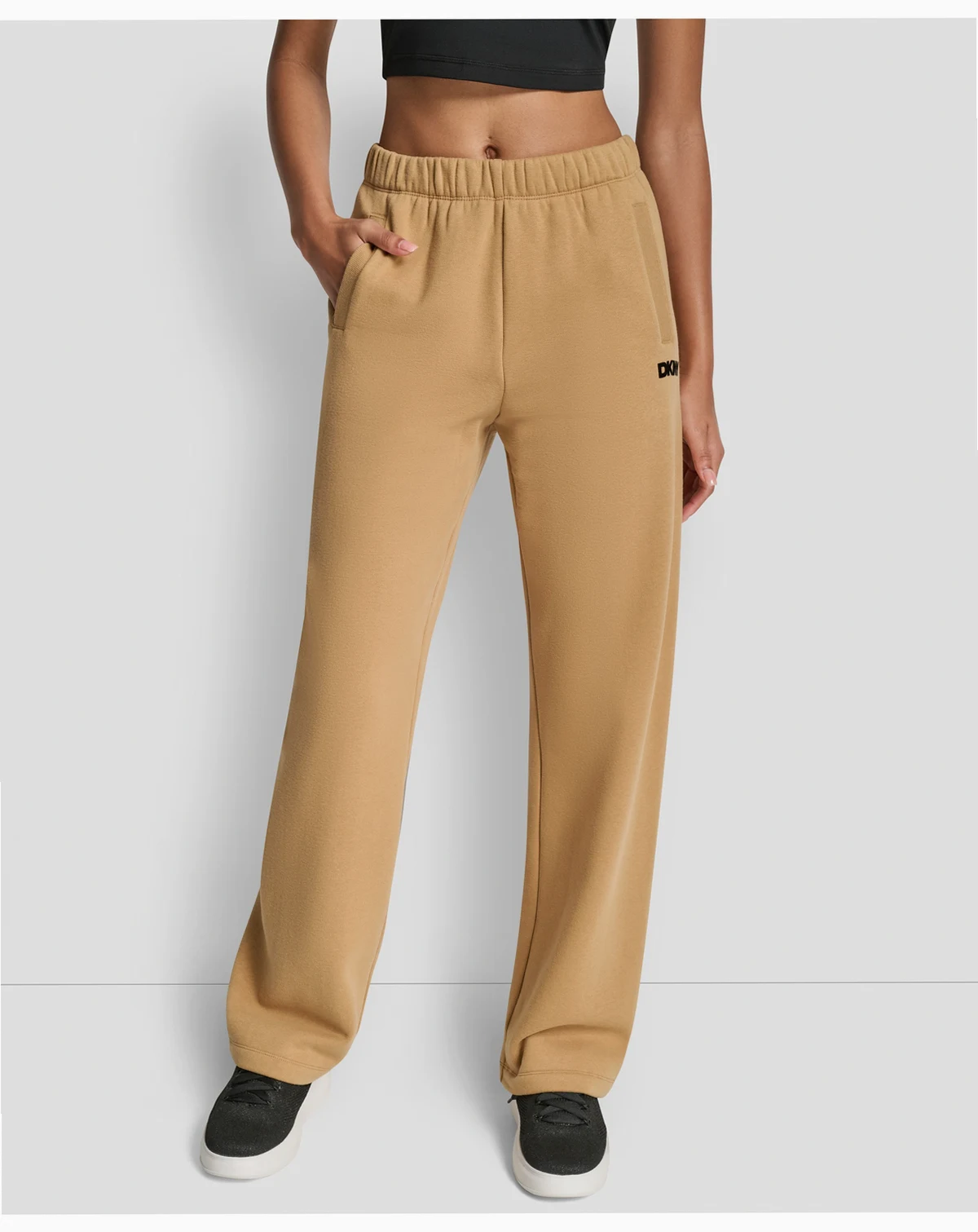Women's Flocked Logo Boyfriend Open Leg Pants