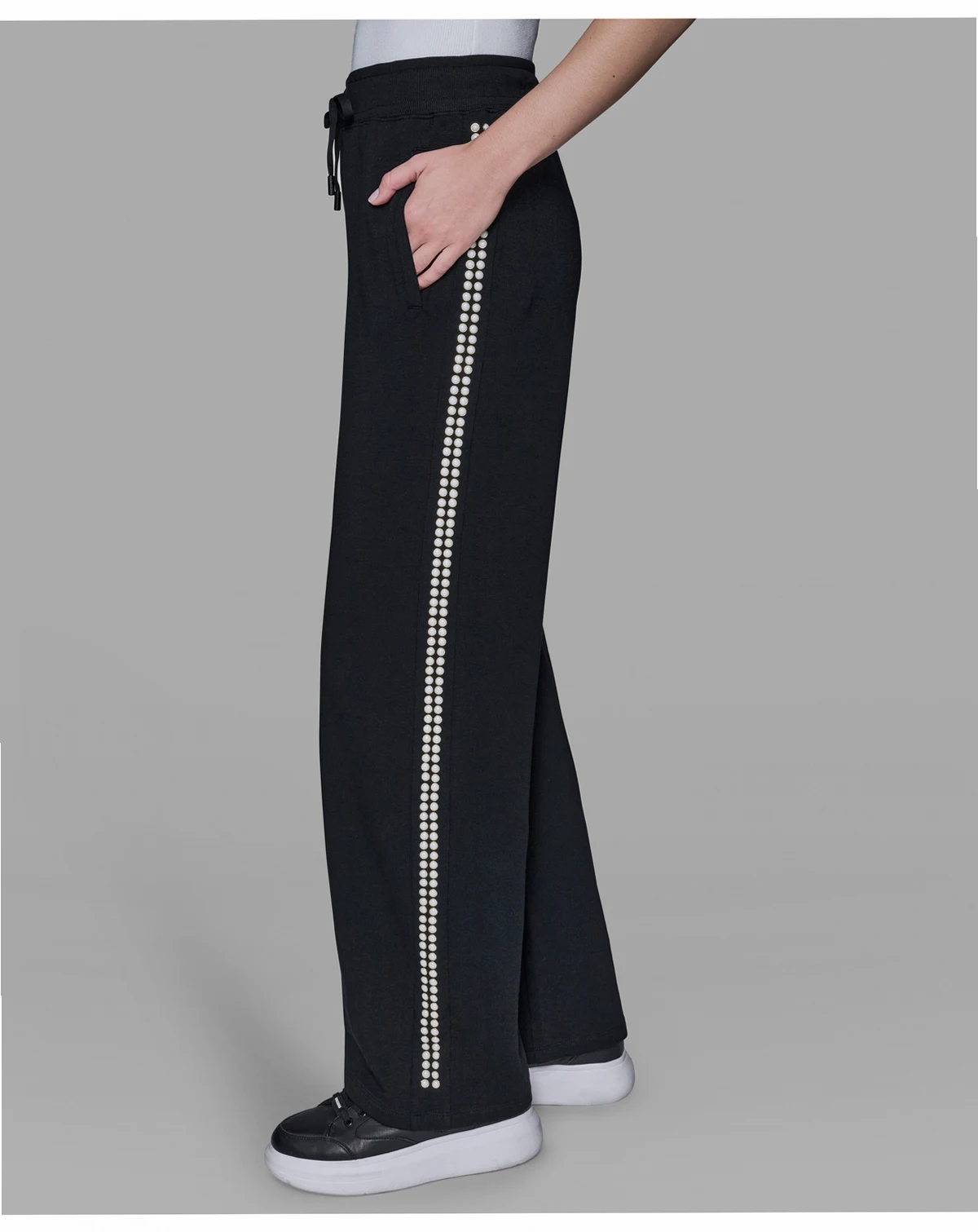 Women's Pearl Trim Mid Rise Track Pants