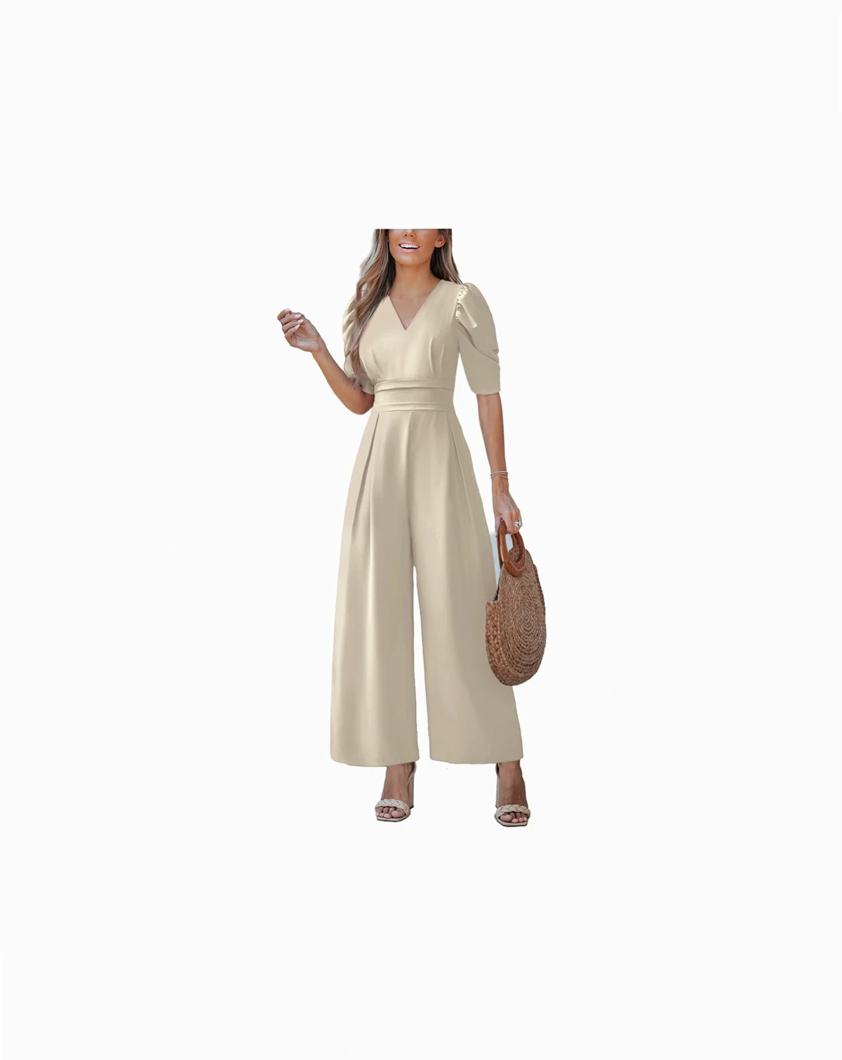 Women's V-Neck Wide Leg Jumpsuit