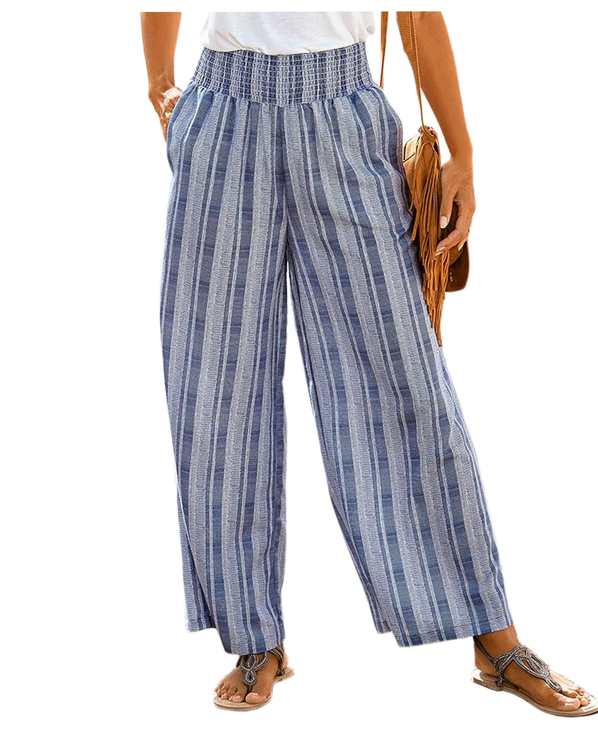 Women's Striped Wide Leg Pants
