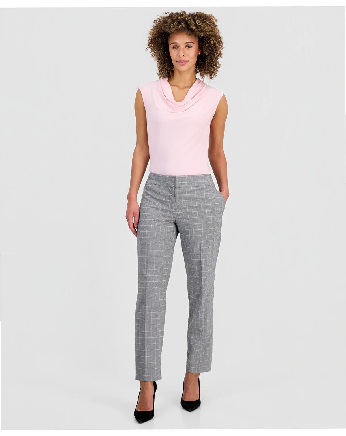 Women's Plaid Straight Leg Pants, Regular & Petite
