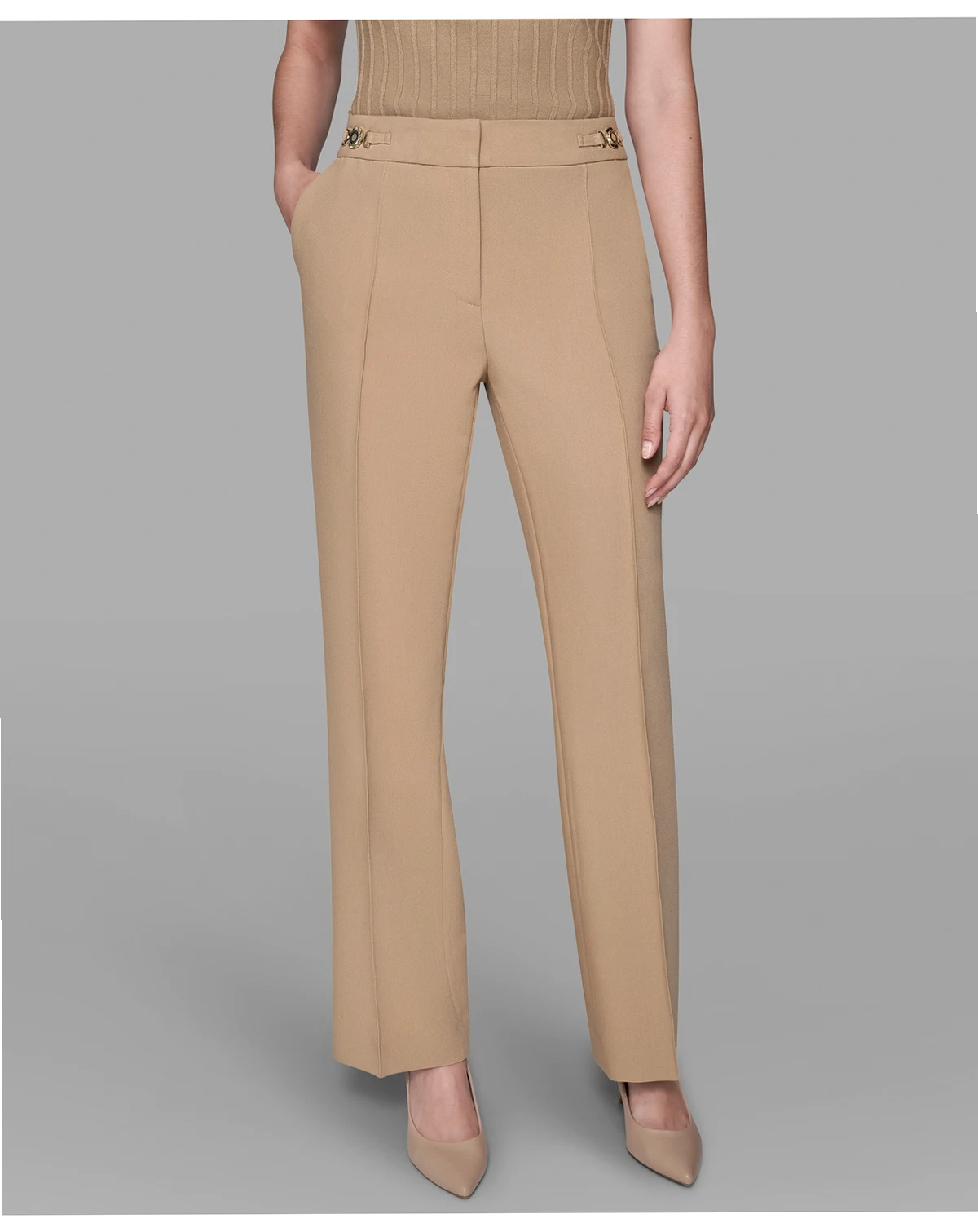 Women's Invisible Zipper Wide-Leg Ankle Pants