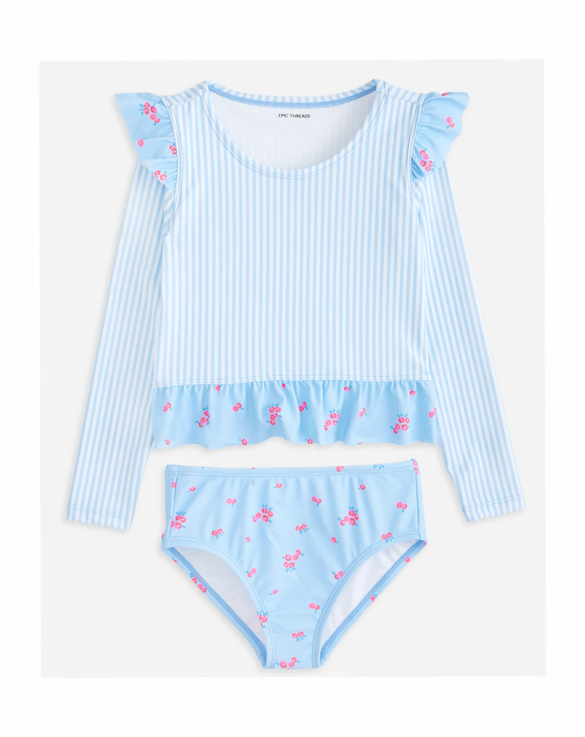 Toddler Girls' 2T-5T Striped Rash Guard Swimsuit, 2-Piece Set, Macy's Exclusive