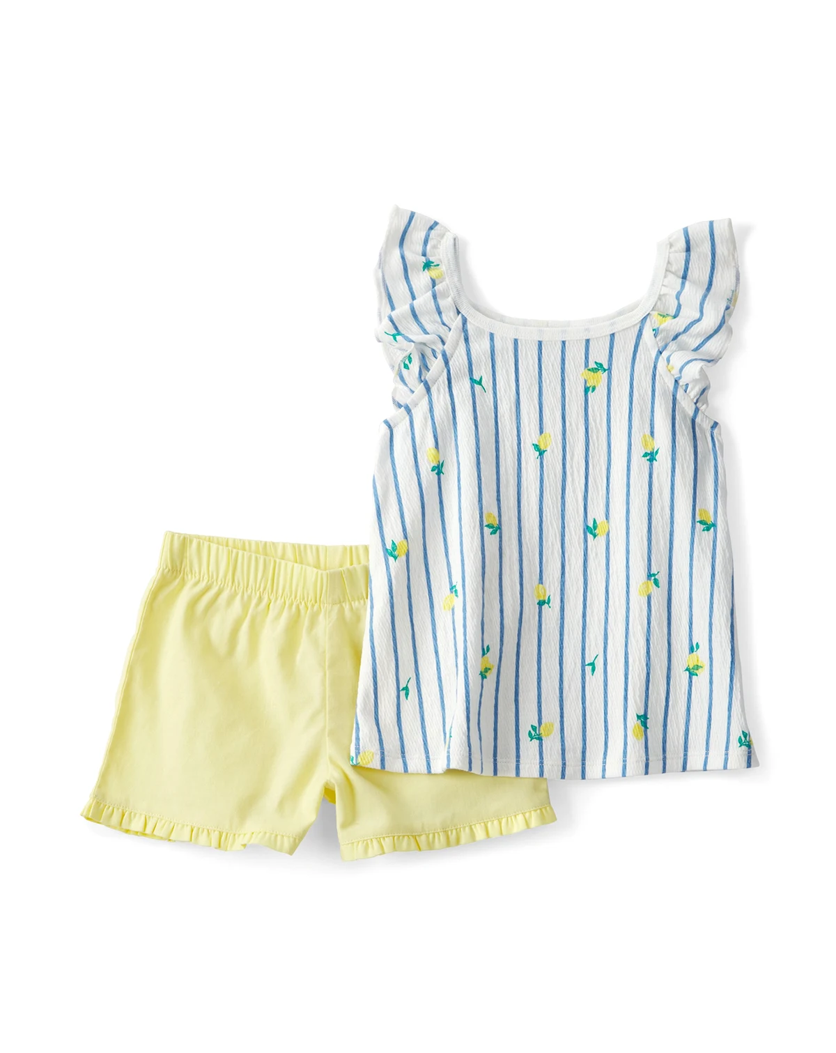 Girls' Toddler 2T-5T Lemon Striped Top & Short, 2-Piece Set