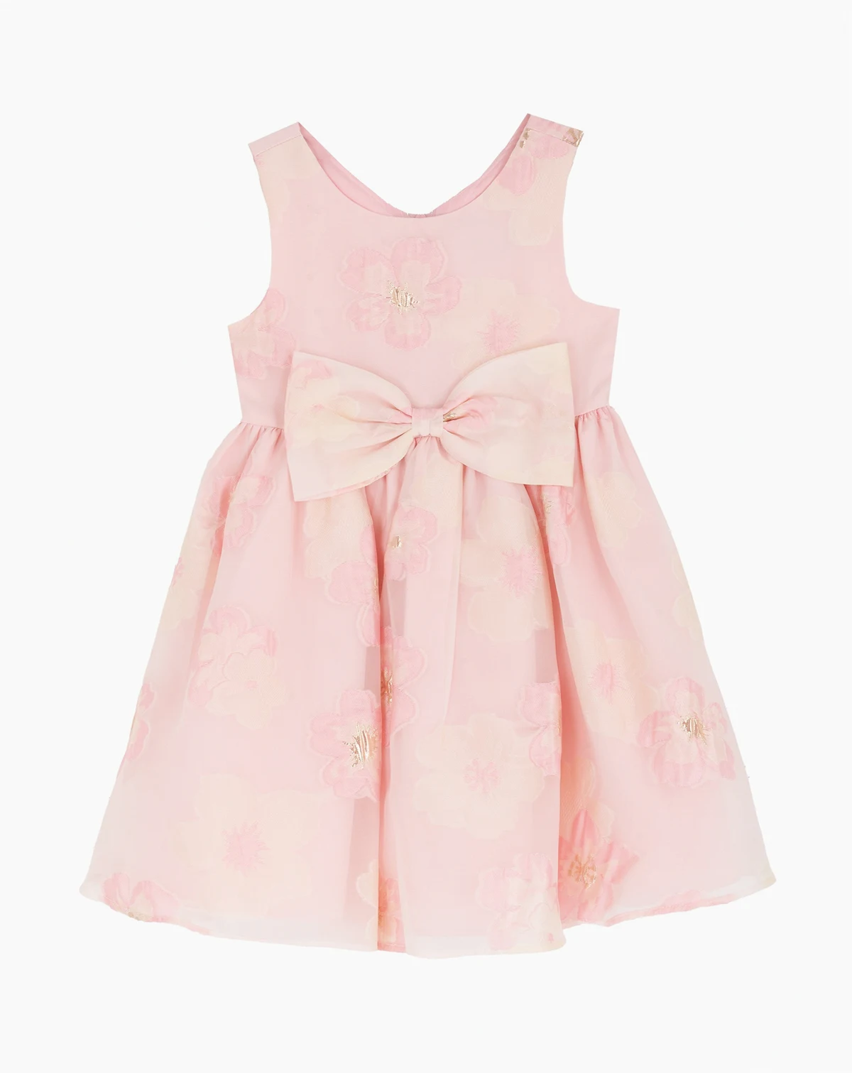 Girls' 2T-6X Floral Burnout Round Neck Dress