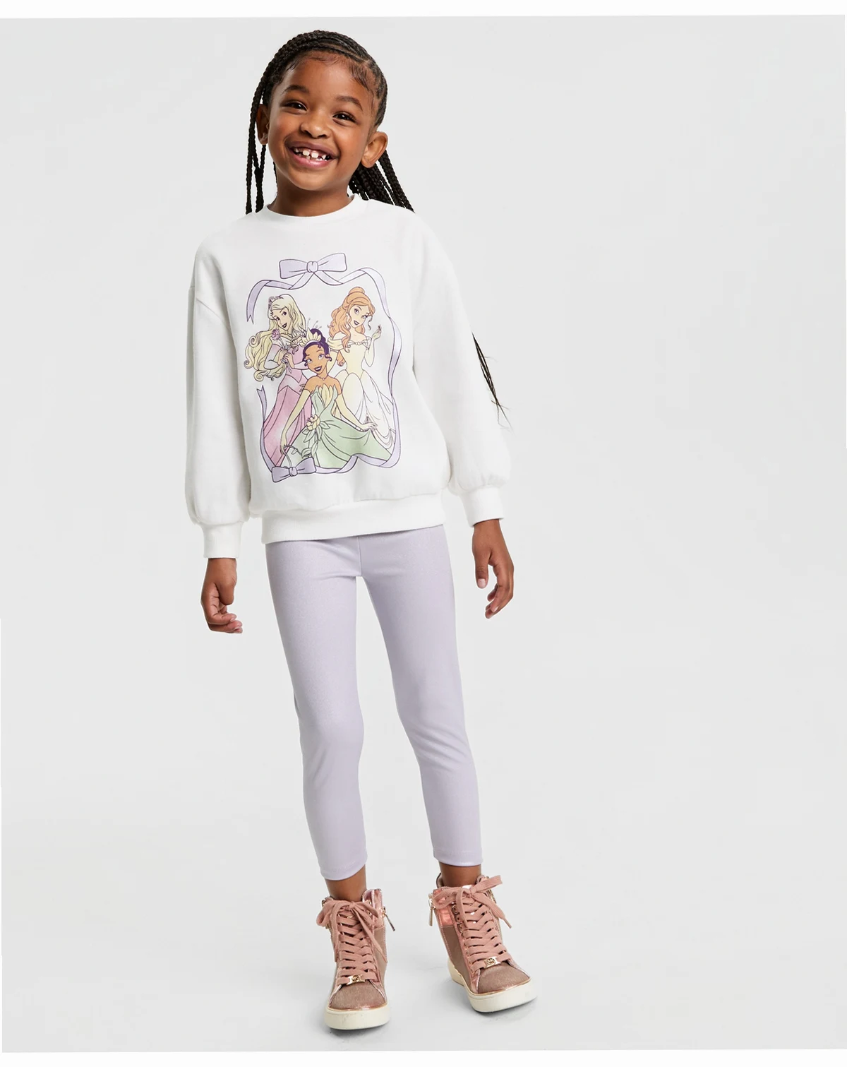 Girls' 2T-6X Princess Long-Sleeve Top and Metallic Pants, 2-Piece Set