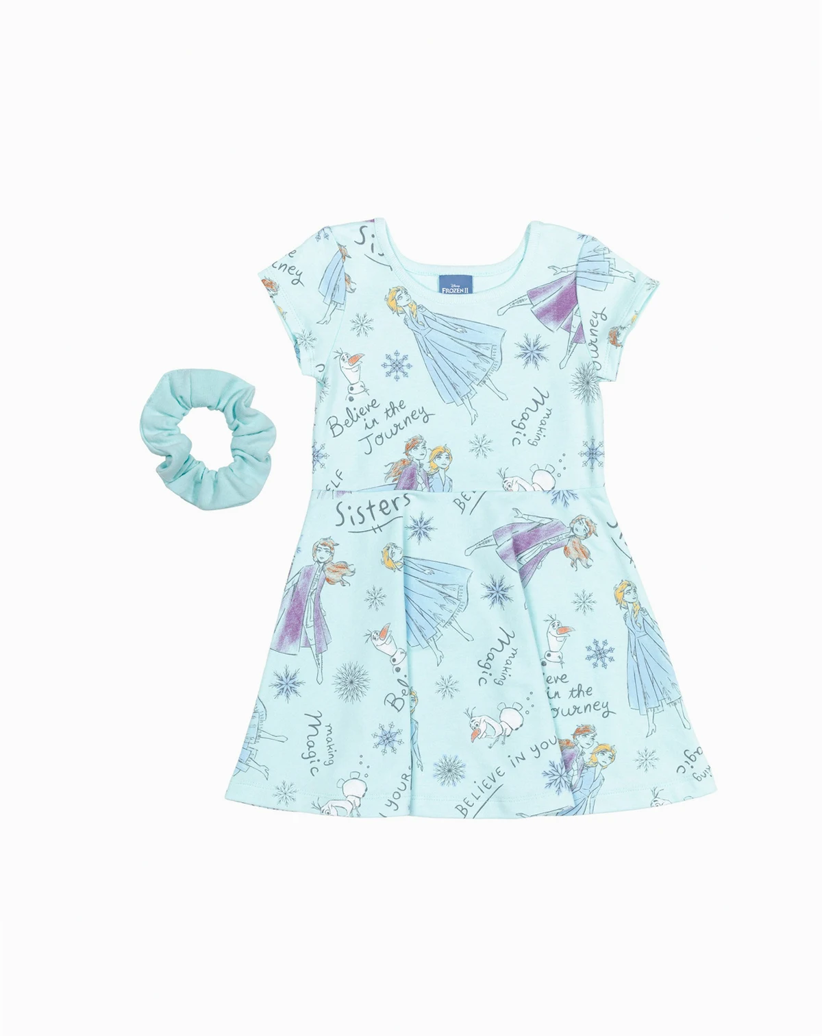 Toddler Girls Disney Princess Minnie Mouse Moana Mulan The Mermaid Cinderella Skater Dress Scrunchie to