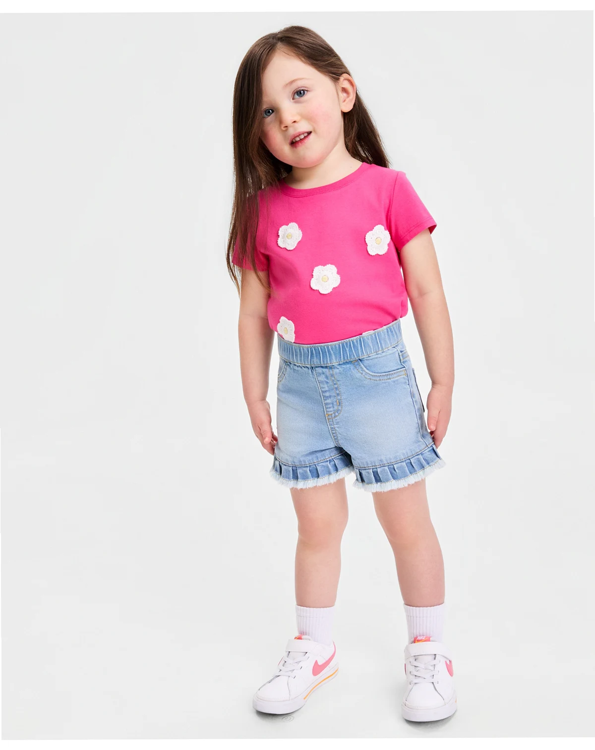 Girls' 12M-5T Denim Ruffled Shorts, Macy's Exclusive