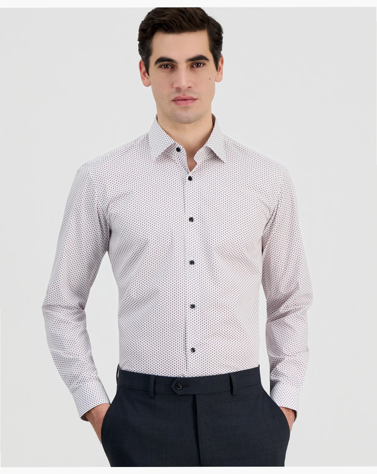 Men's Modern-Fit Circle Print Dress Shirt
