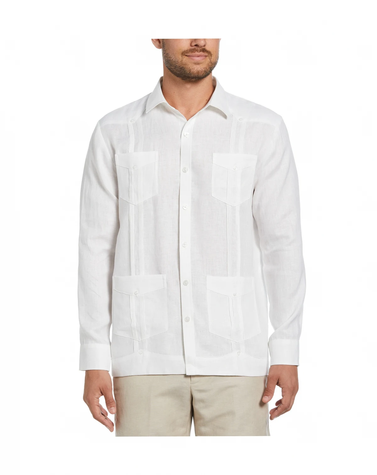 Men's 100% Linen Long Sleeve 4 Pocket Guayabera Shirt