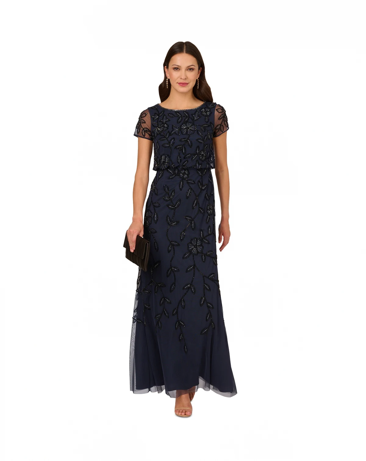 Women's Floral Blouson Embellished Gown