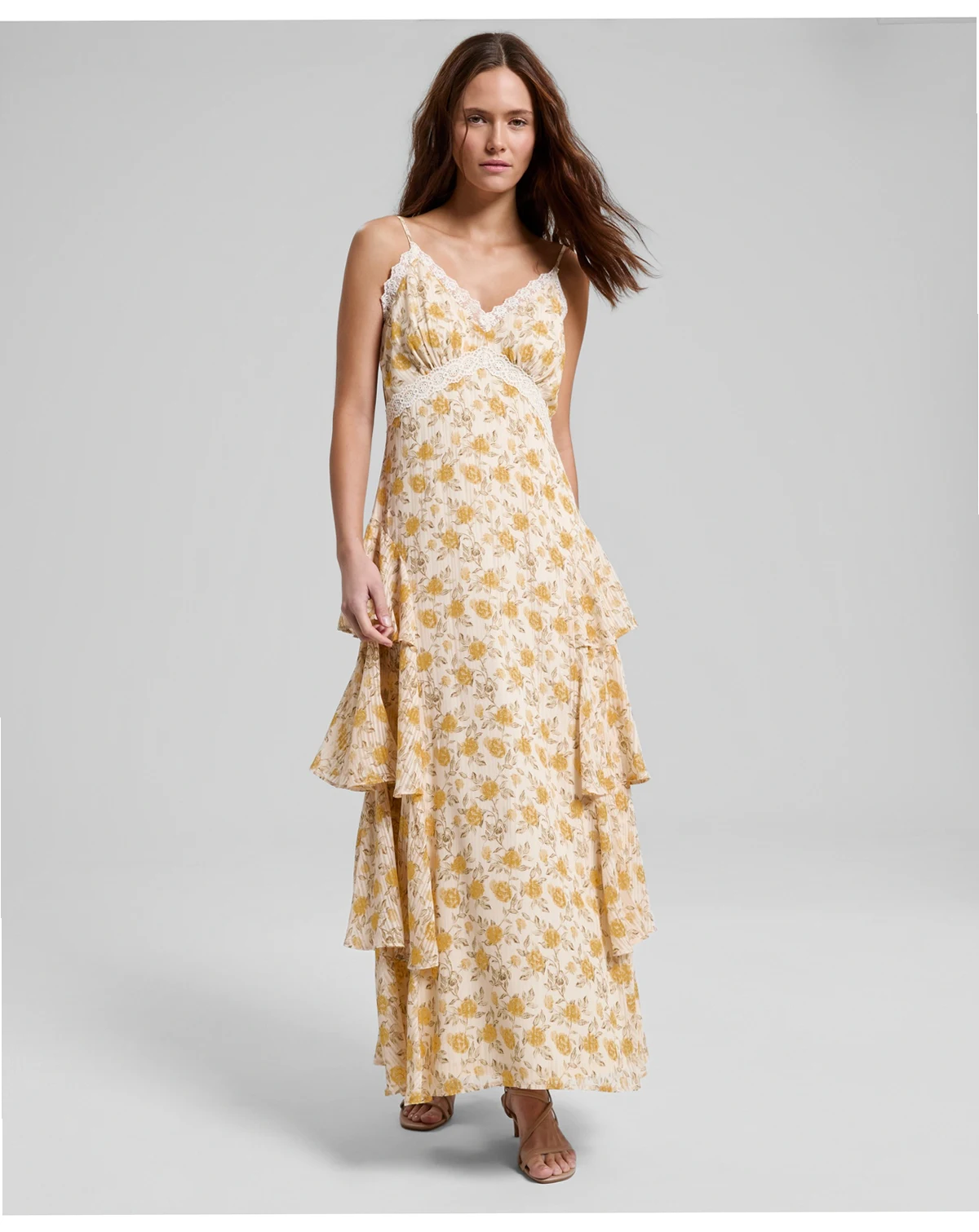Women's Ruffled Lace-Trim Maxi Dress, Macy's Exclusive