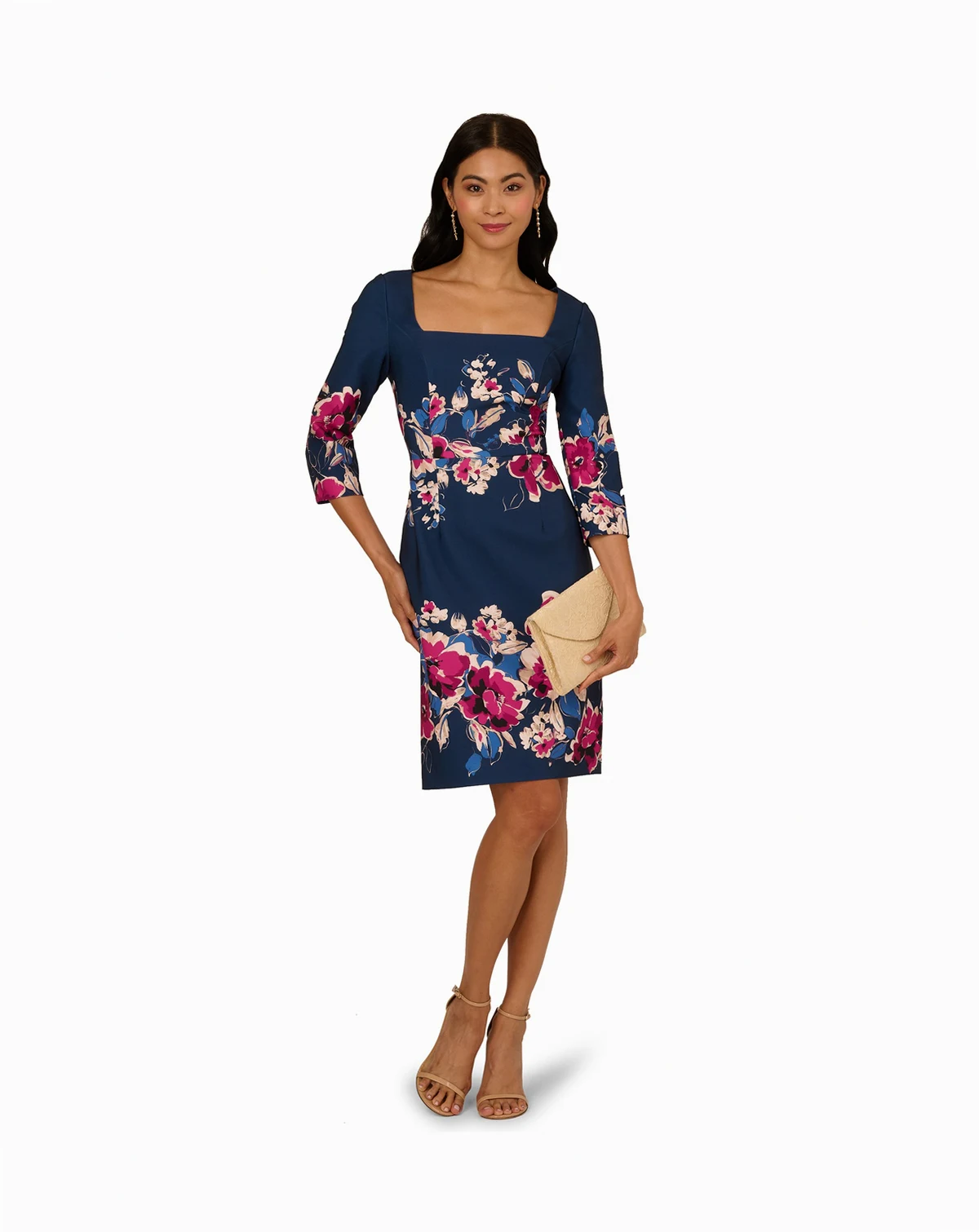 Women's Border Floral Midi Dress