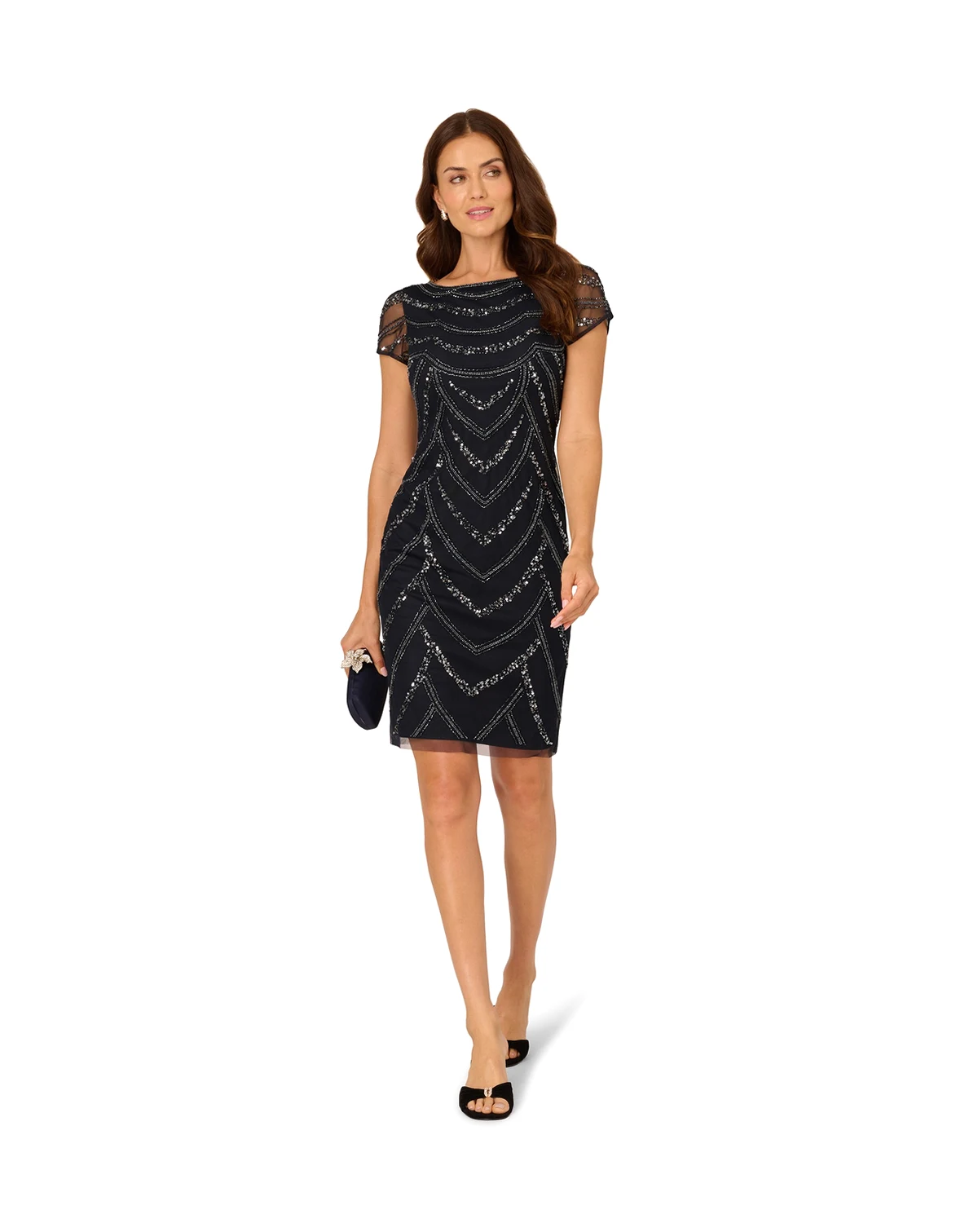 Women's Beaded Cap-Sleeve Sheath Dress