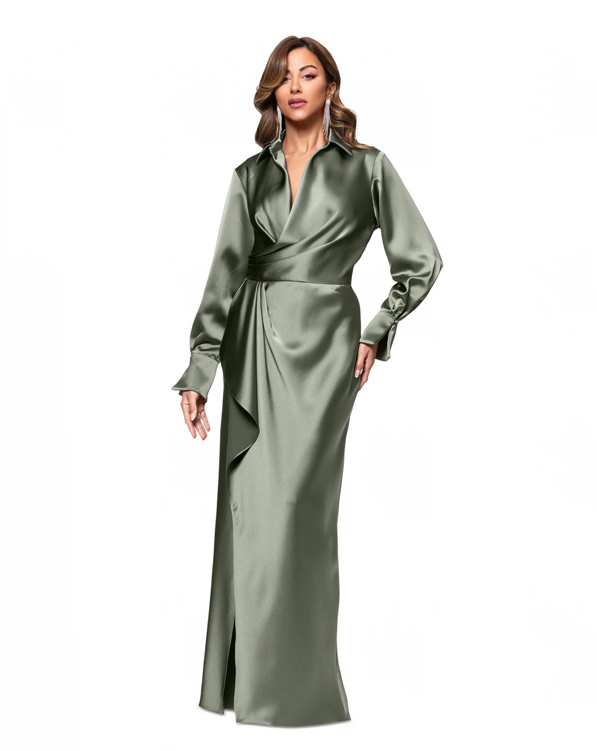 Women's Satin Shirtdress Gown