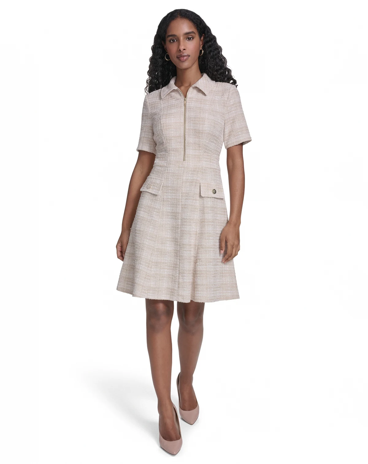 Women's Short-Sleeve Zipper-Front Dress