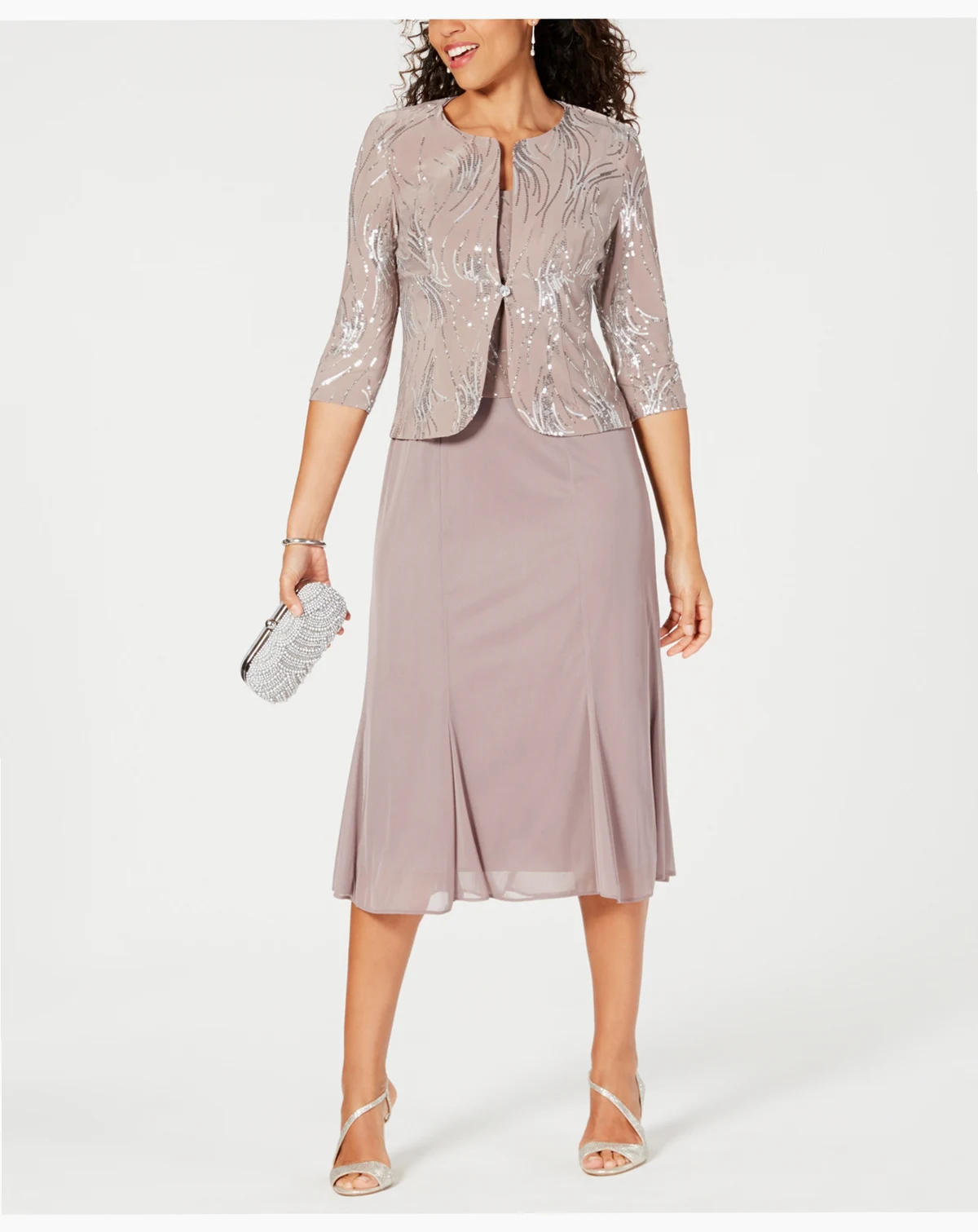 Petite Sequined Midi Dress and Jacket