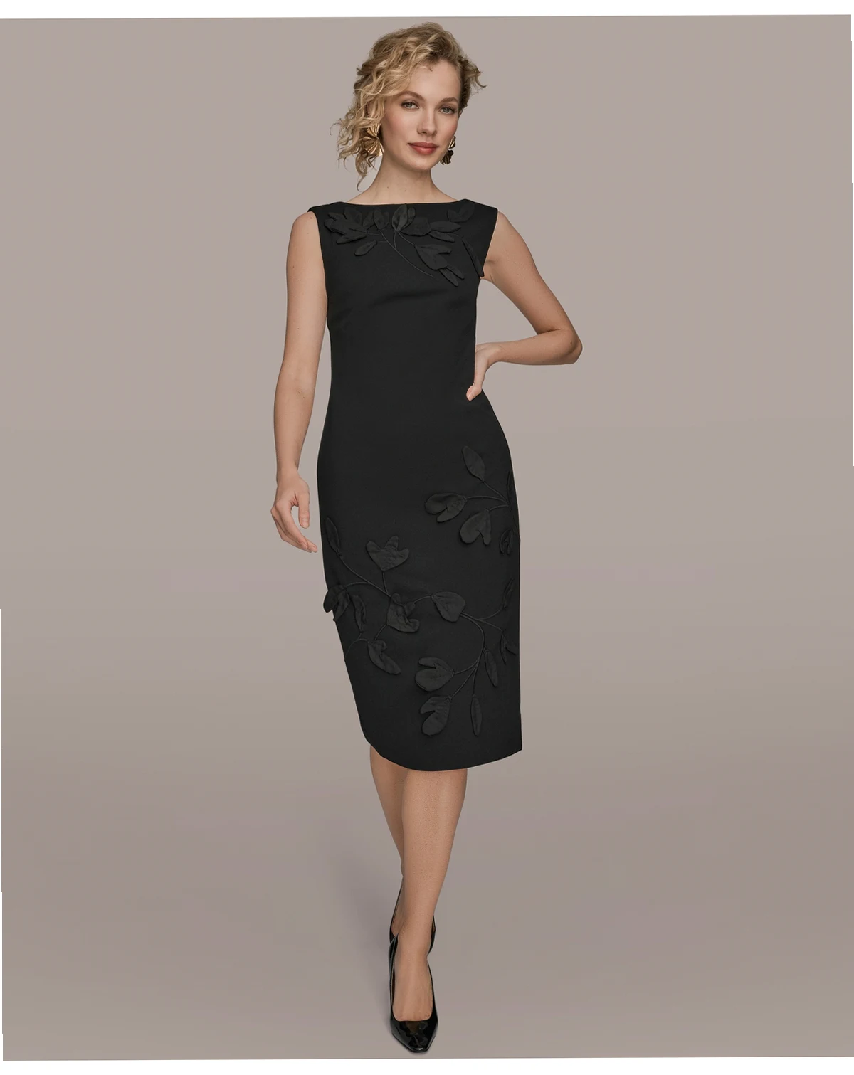 Petite 3D Floral Detail Sheath Dress