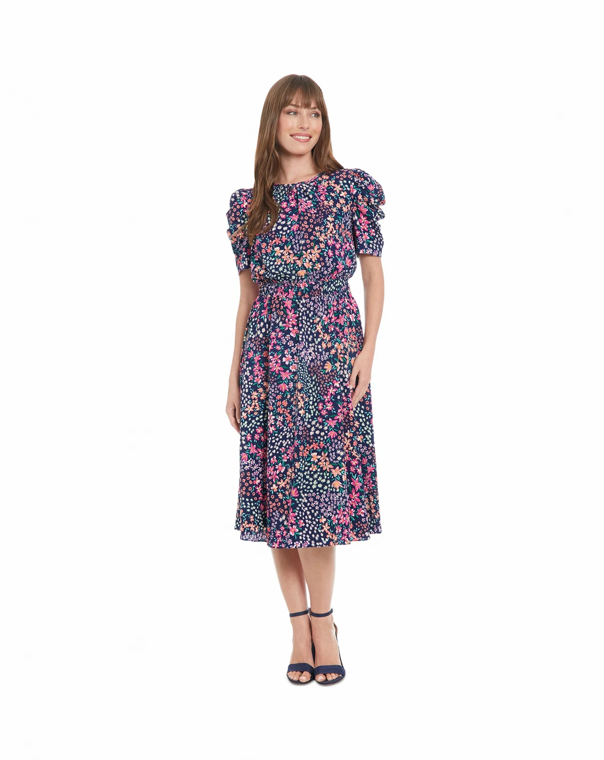 Women's Printed Round-Neck A-Line Dress