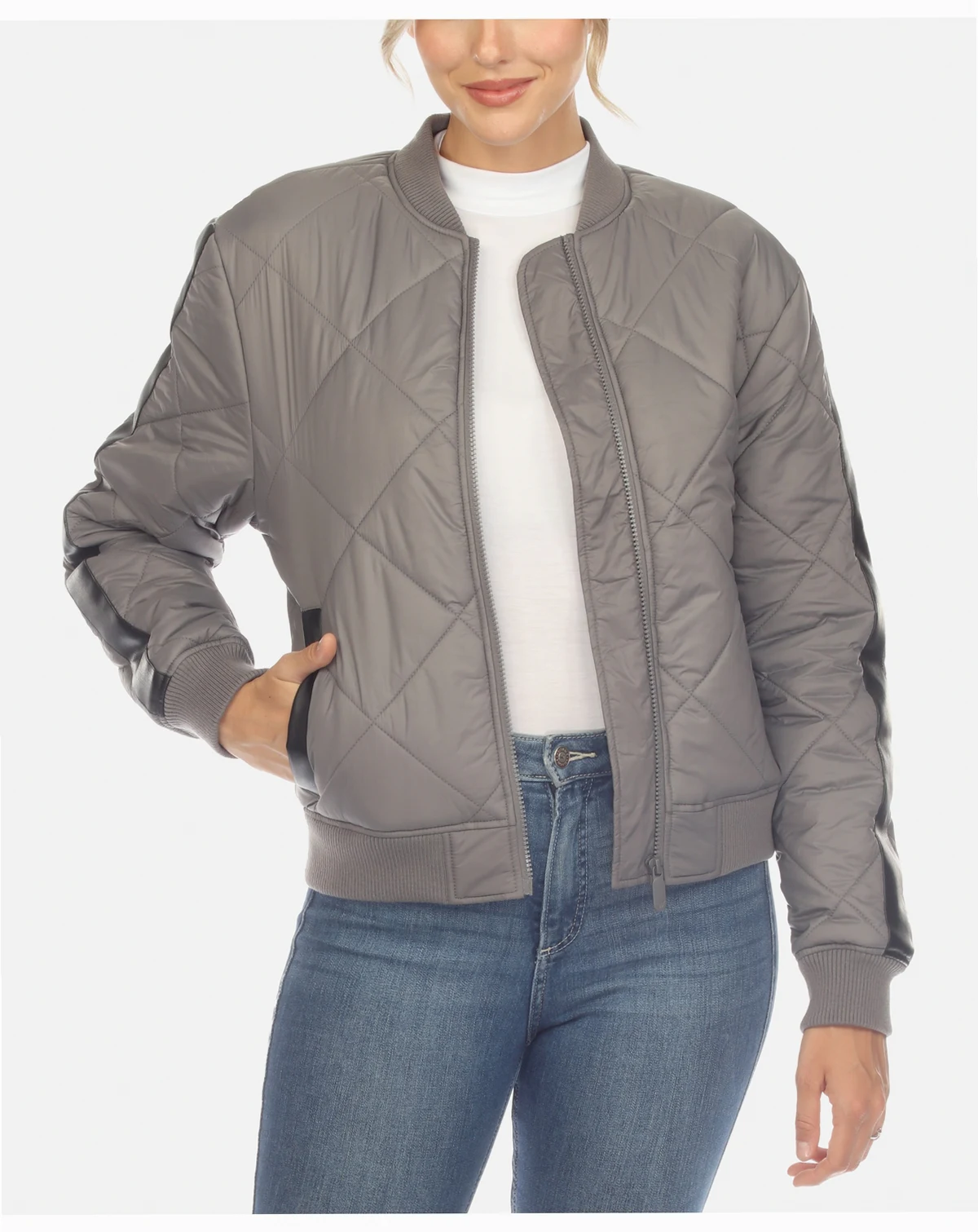 Women's Lightweight Diamond Quilted Puffer Bomber Jacket