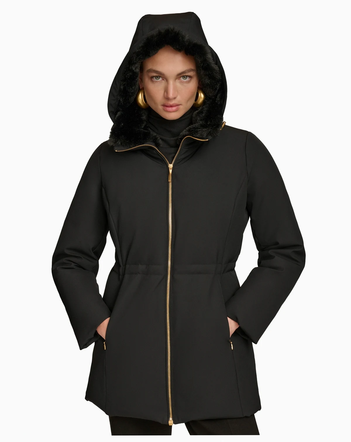 Women's Faux-Fur-Collar Short Puffer Coat