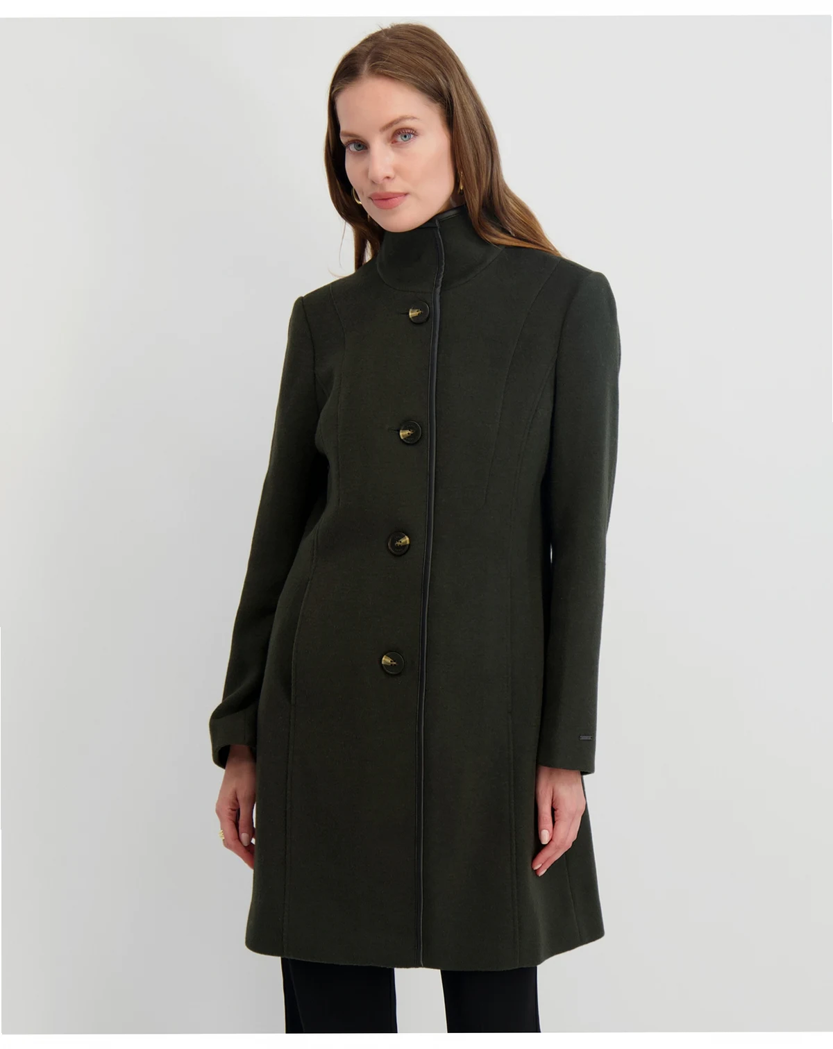 Women's Stand-Collar Button-Front Coat