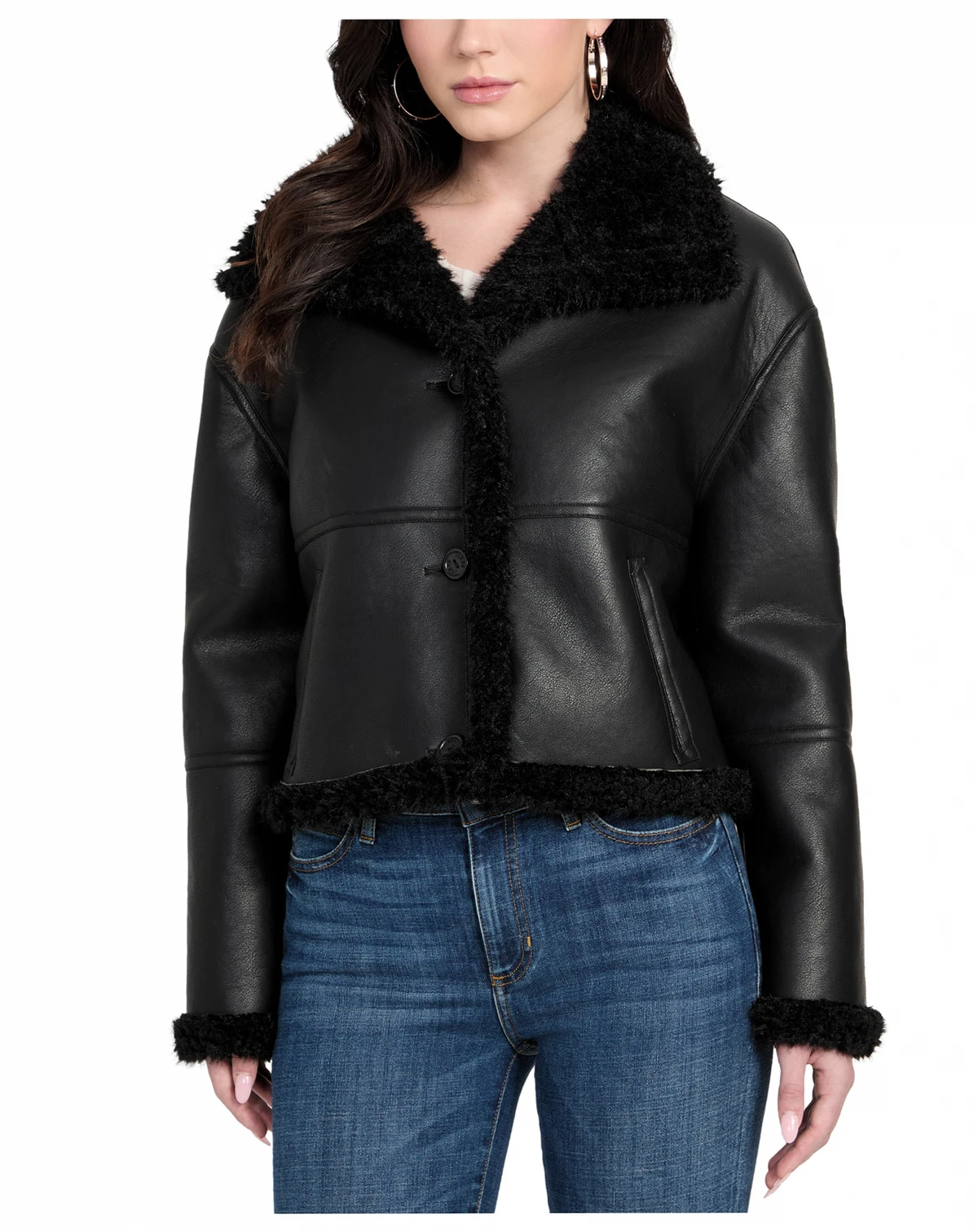 Women's Stand-Collar Faux-Shearling Coat