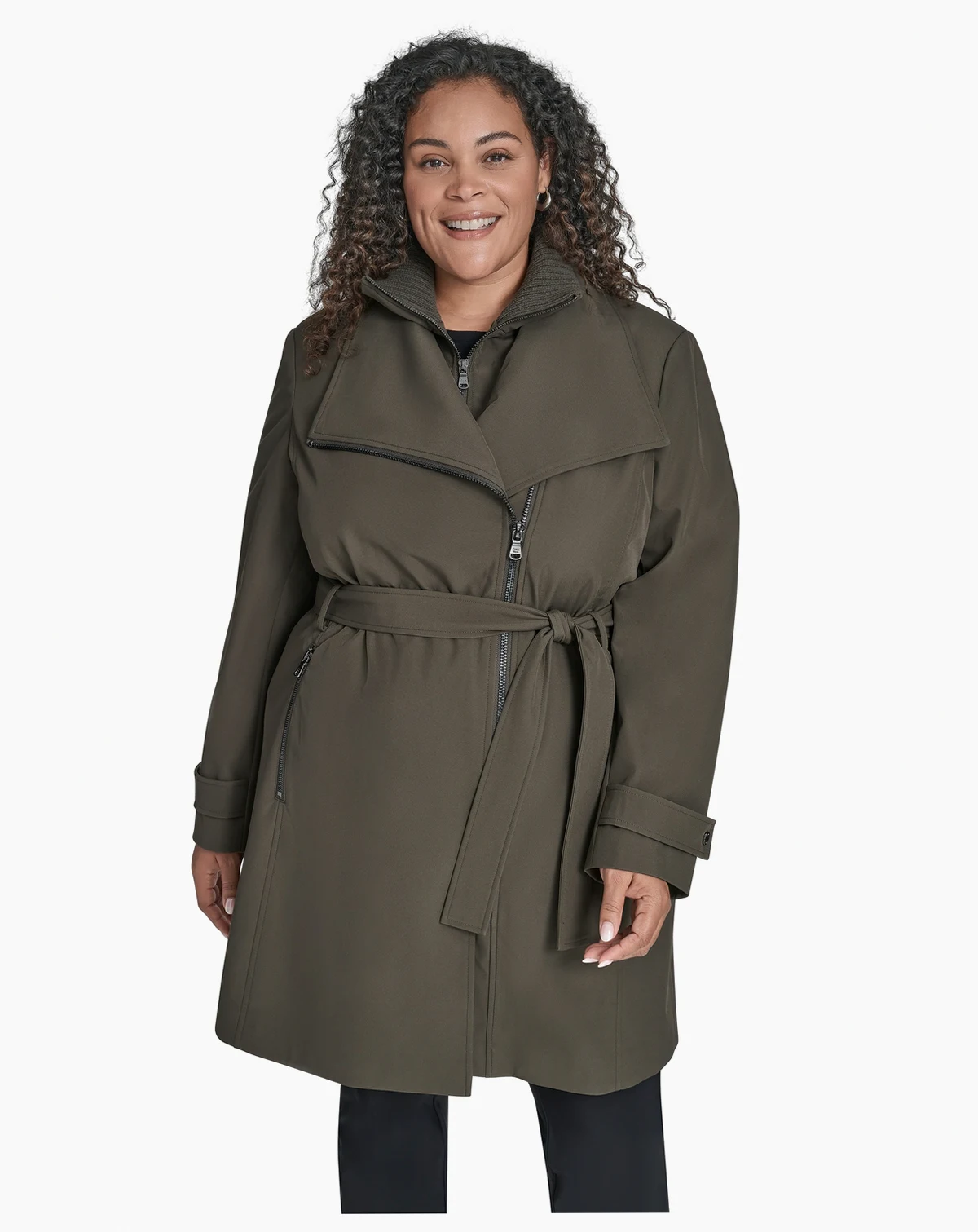 Plus Size Belted Long-Sleeve Wrap Coat, Created for Macy's