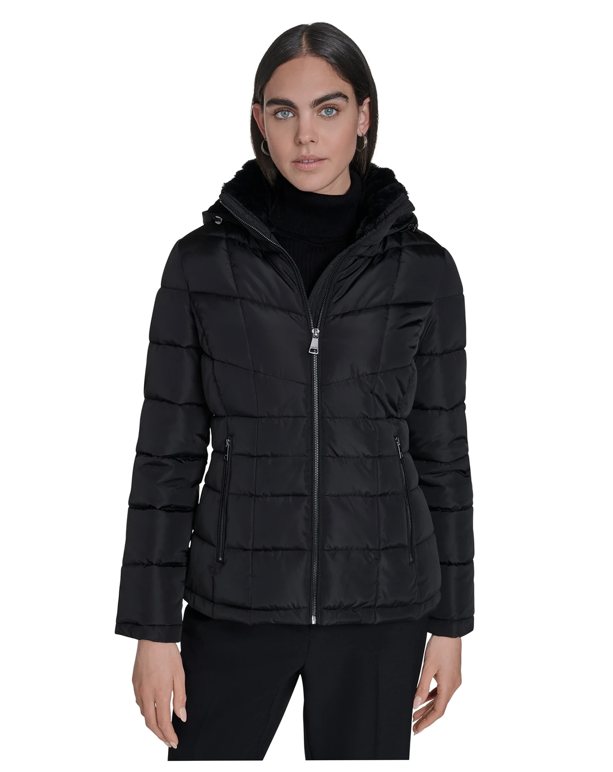 Women's Stand Collar Lined Puffer Jacket