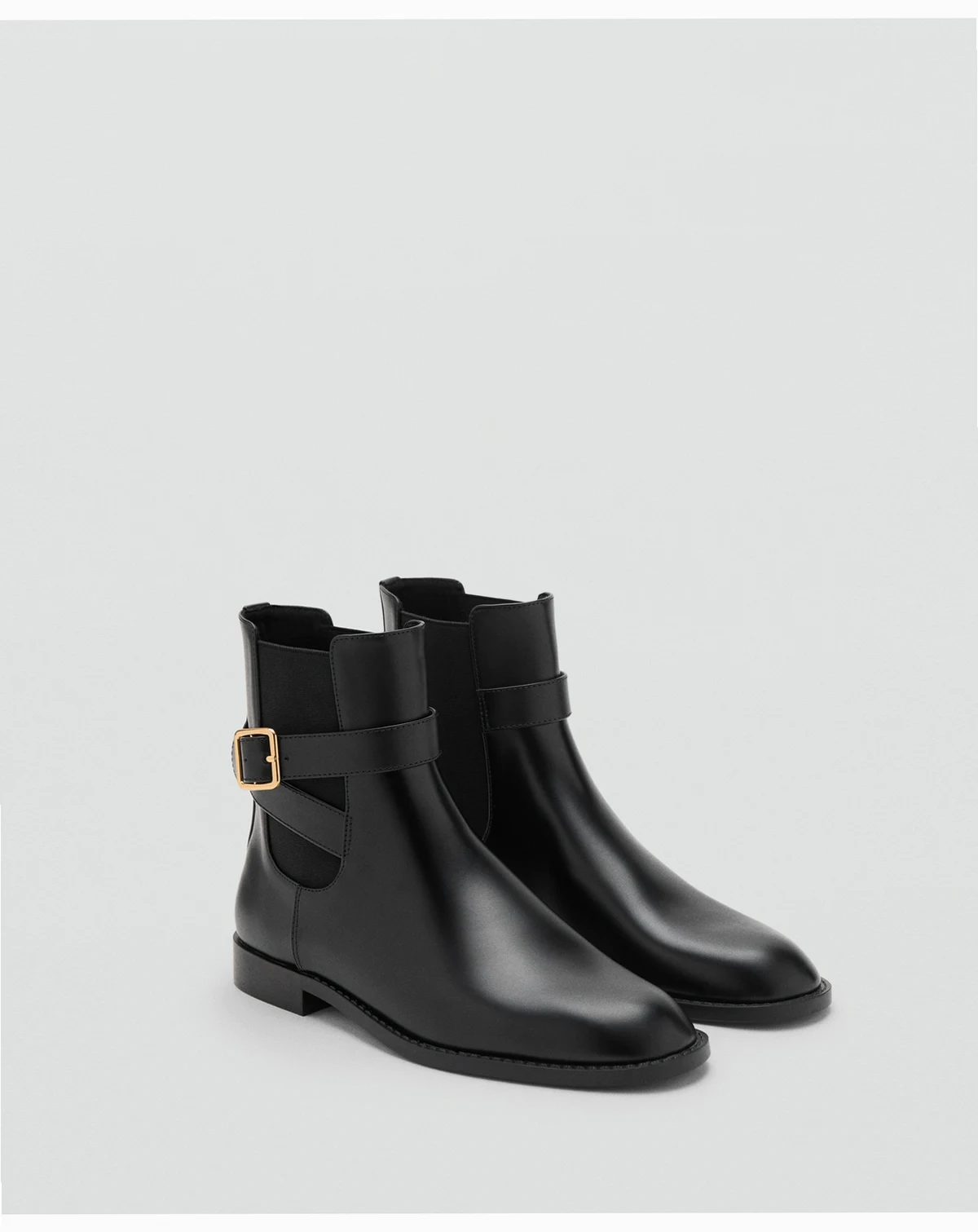 Women's Elastic Panel And Buckle Ankle Boots